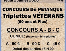 Concours en Triplette le 2 juillet 2026 - ST GERVAIS