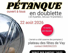 Concours en Doublette le 22 août 2026 - Vay - 44170