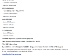 Concours en Triplette le 23 décembre 2025 - Vezin-le-Coquet - 35132