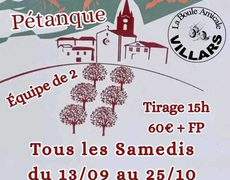 Concours en Doublette le 18 octobre 2025 - Villars - 84400