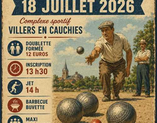 Concours en Doublette le 18 juillet 2026 - Villers-en-Cauchies - 59188