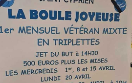 Concours de pétanque Officiel Vétéran en Triplette Mixte le 29 avril 2026 - Lieu à définir (66) - Pyrénées Orientales - 66