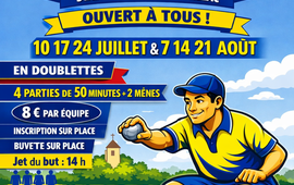 Concours de pétanque Ouvert à tous en Doublette le 24 juillet 2026 - Peillac - Morbihan - 56