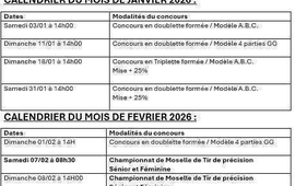 Concours de pétanque Ouvert à tous en Doublette le 14 février 2026 - Saint-Avold - Moselle - 57