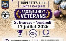Concours de pétanque Ouvert à tous vétéran en Triplette le 17 juillet 2026 - Saint-Évarzec - Finistère - 29