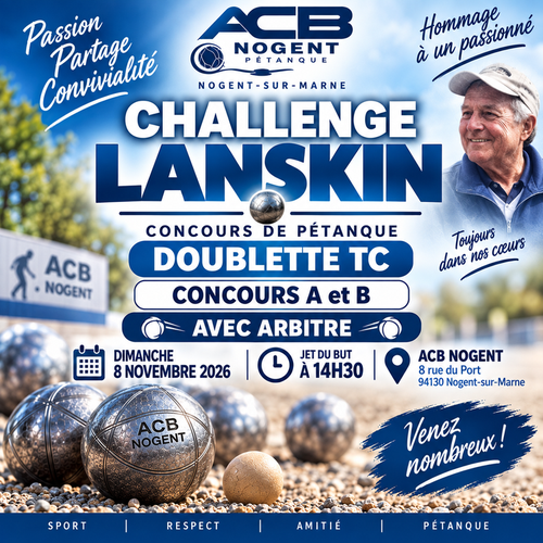 Concours de pétanque en Doublette - Départemental - ACB NOGENT