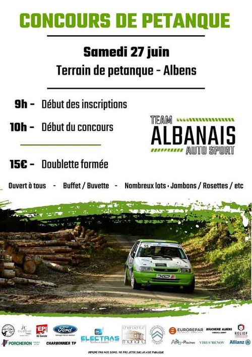 Concours de pétanque en Doublette - Albens