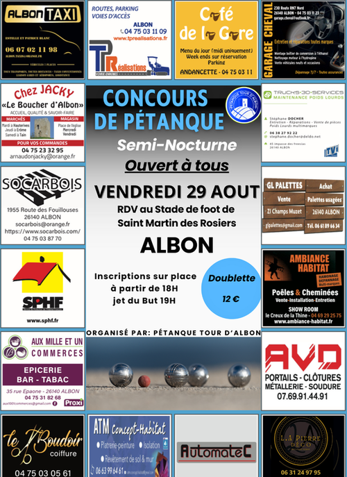 Concours de pétanque en Doublette - Albon