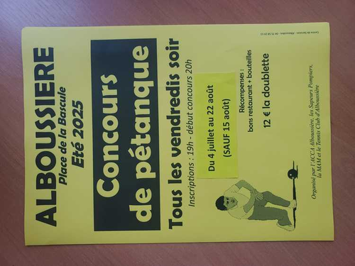 Concours de pétanque en Doublette - Alboussière