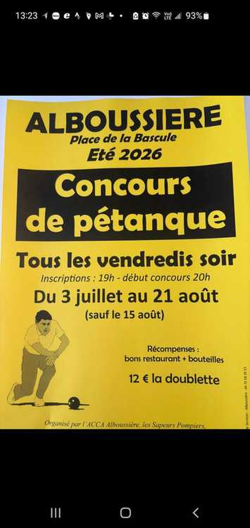 Concours de pétanque en Doublette - Alboussière