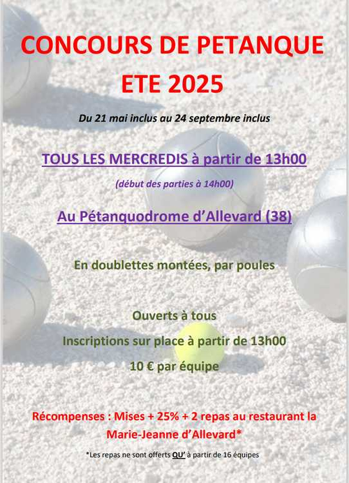 Concours de pétanque en Doublette - Allevard