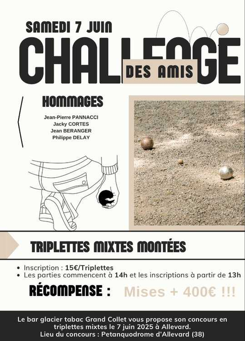 Concours de pétanque en Triplette Mixte - Allevard