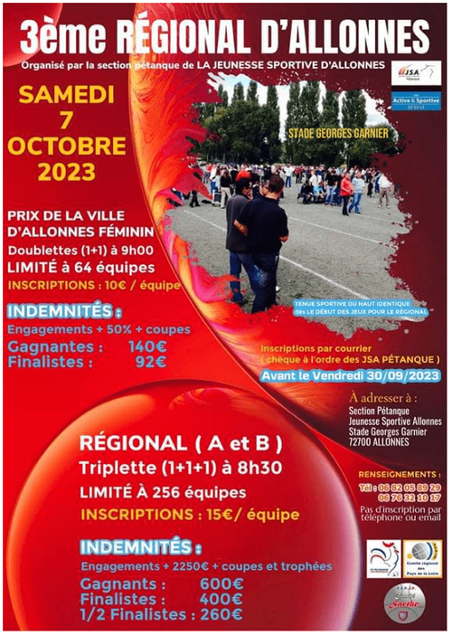 Concours de pétanque en Triplette - Régional - Allonnes