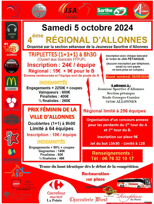 Concours de pétanque en Triplette - Régional - Allonnes