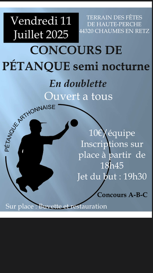 Concours de pétanque en Doublette - Arthon-en-Retz