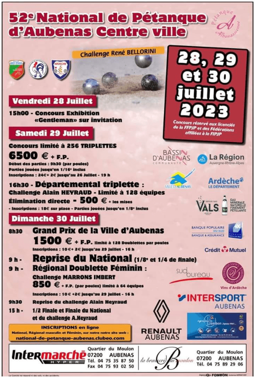 Concours de pétanque en Triplette - Grand Prix - Aubenas