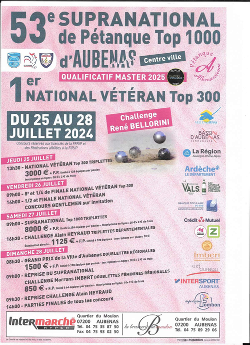 Concours de pétanque en Doublette - Régional - Aubenas