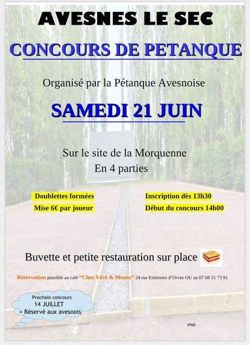 Concours de pétanque en Doublette - Avesnes-le-Sec