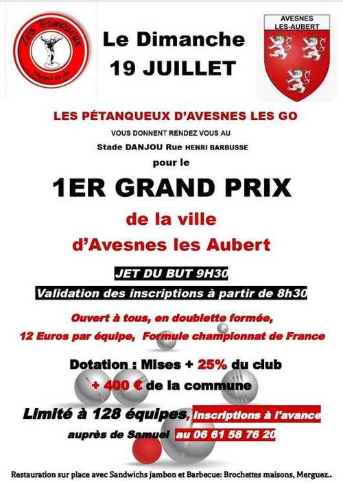 Concours de pétanque en Doublette - Avesnes-les-Aubert