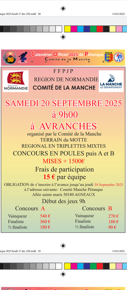 Concours de pétanque en Triplette Mixte - Régional - Avranches
