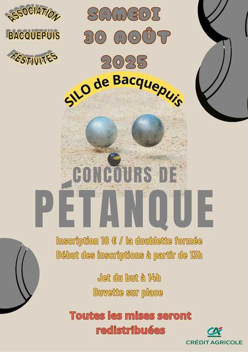 Concours de pétanque en Doublette - Bacquepuis