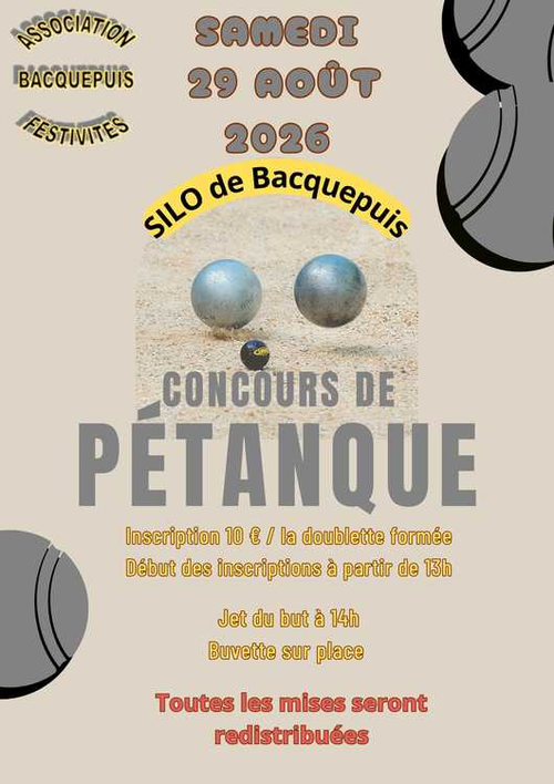 Concours de pétanque en Doublette - Bacquepuis