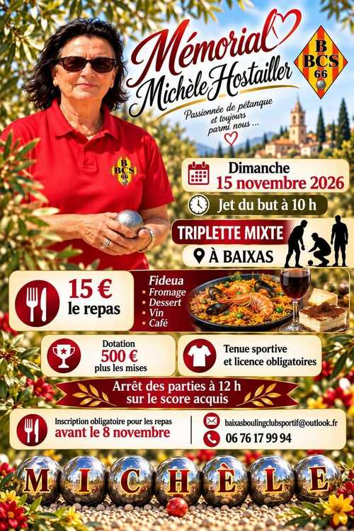 Concours de pétanque en Triplette Mixte - Départemental - BAIXAS BOULING CLUB SPORTIF