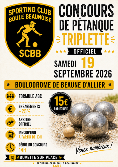 Concours de pétanque en Triplette - Beaune-d'Allier
