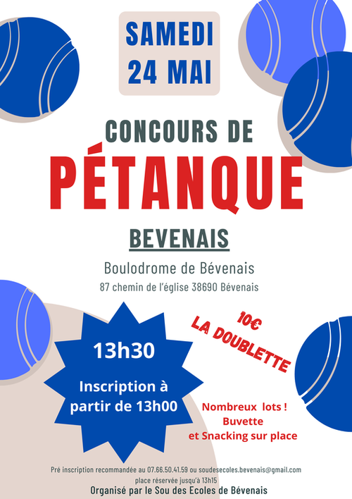 Concours de pétanque en Doublette - Bévenais