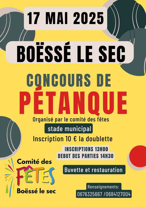 Concours de pétanque en Doublette - Boëssé-le-Sec