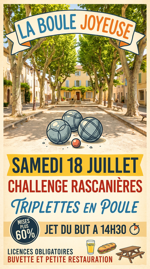 Concours de pétanque en Triplette - Grand Prix - BOULE JOYEUSE ST CYPRIEN