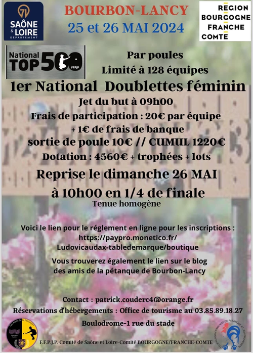 Concours de pétanque en Doublette - National TOP 300 - Bourbon-Lancy
