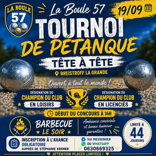 Concours de pétanque en Tête à tête - Breistroff-la-Grande