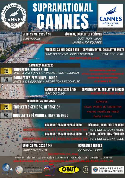 Concours de pétanque en Triplette - National TOP 1000 et + - Cannes