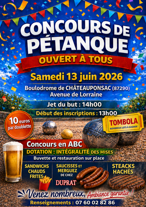 Concours de pétanque en Doublette - Châteauponsac