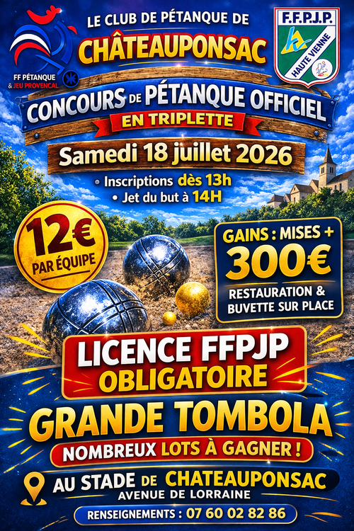 Concours de pétanque en Triplette - Châteauponsac