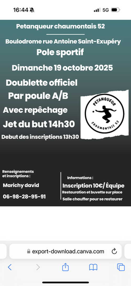 Concours de pétanque en Doublette - Chaumont