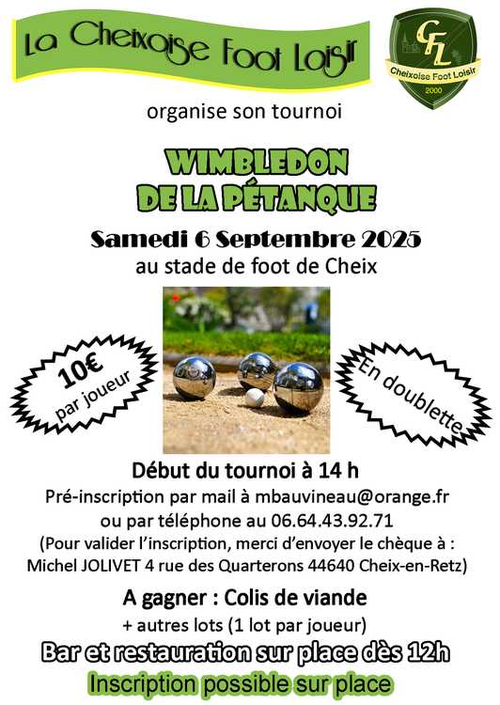 Concours de pétanque en Doublette - Cheix-en-Retz