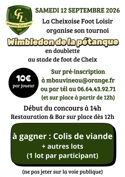 Concours de pétanque en Doublette - Cheix-en-Retz