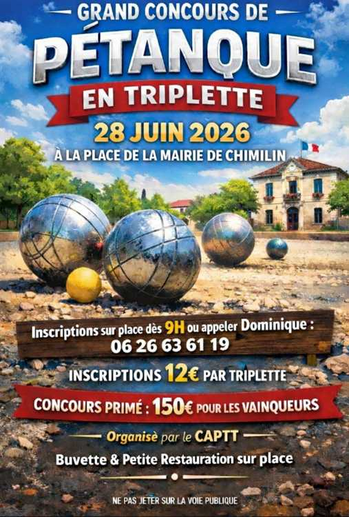 Concours de pétanque en Triplette - Chimilin