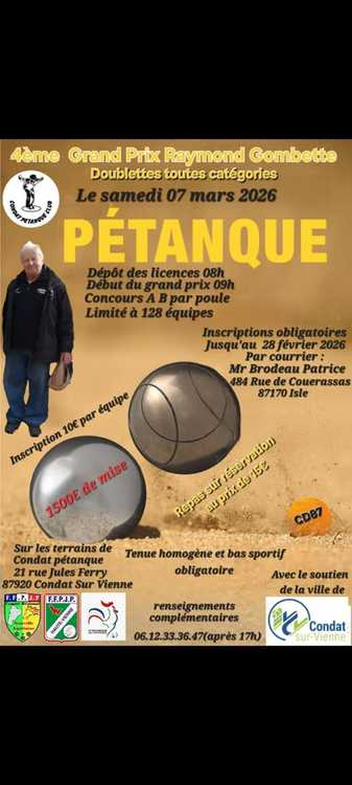 Concours de pétanque en Doublette - Condat-sur-Vienne