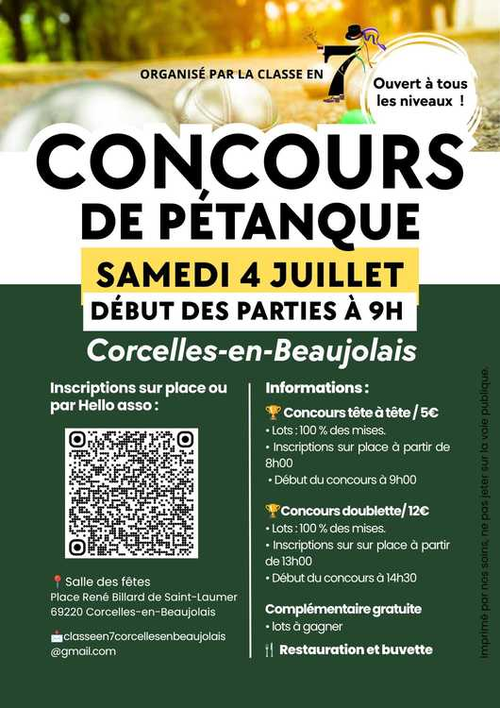 Concours de pétanque en Doublette - Corcelles-en-Beaujolais
