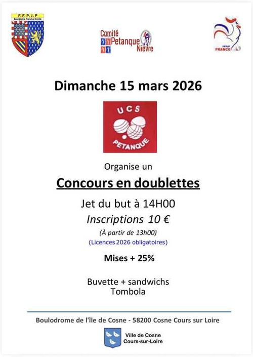 Concours de pétanque en Doublette - Cosne-Cours-sur-Loire