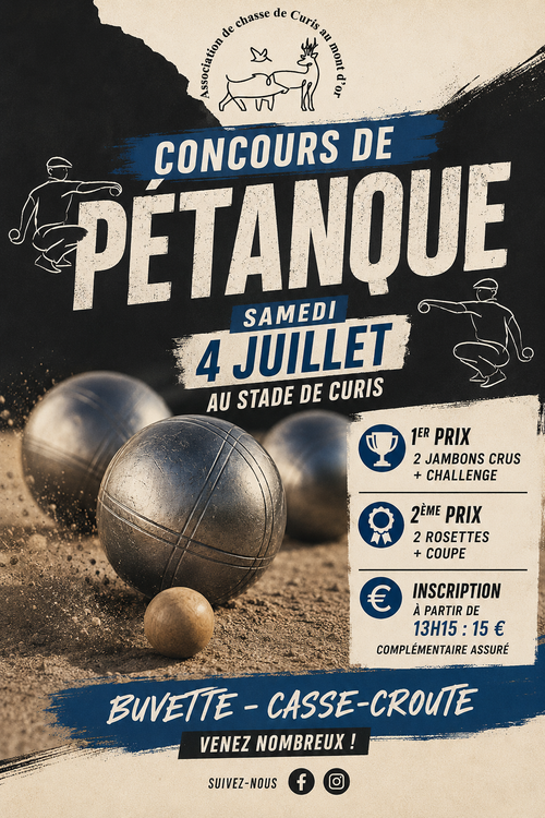 Concours de pétanque en Doublette - Curis-au-Mont-d'Or