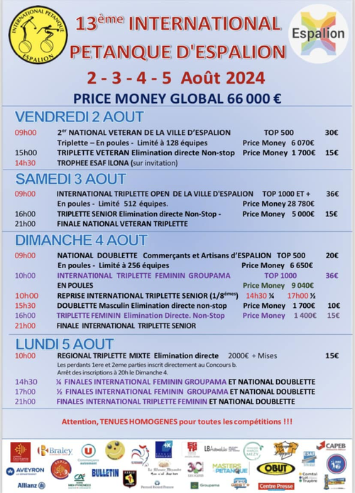 Concours de pétanque en Triplette - National TOP 500 - Espalion