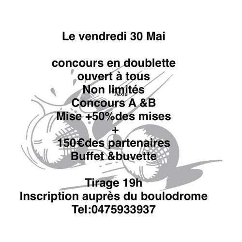 Concours de pétanque en Doublette - Fabras