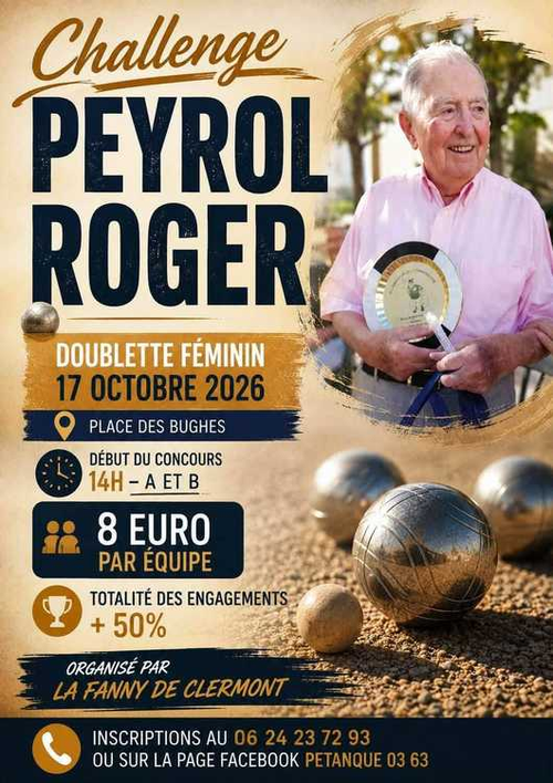 Concours de pétanque en Doublette - Départemental - FANNY DE CLERMONT