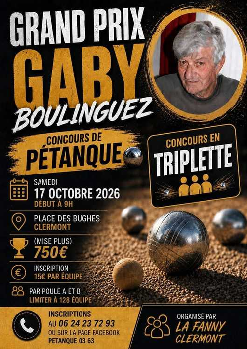 Concours de pétanque en Triplette - Départemental - FANNY DE CLERMONT