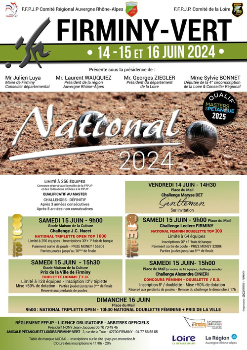 Concours de pétanque en Triplette - National TOP 1000 et + - Firminy