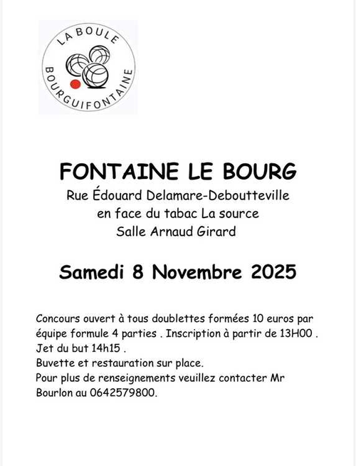 Concours de pétanque en Doublette - Fontaine-le-Bourg